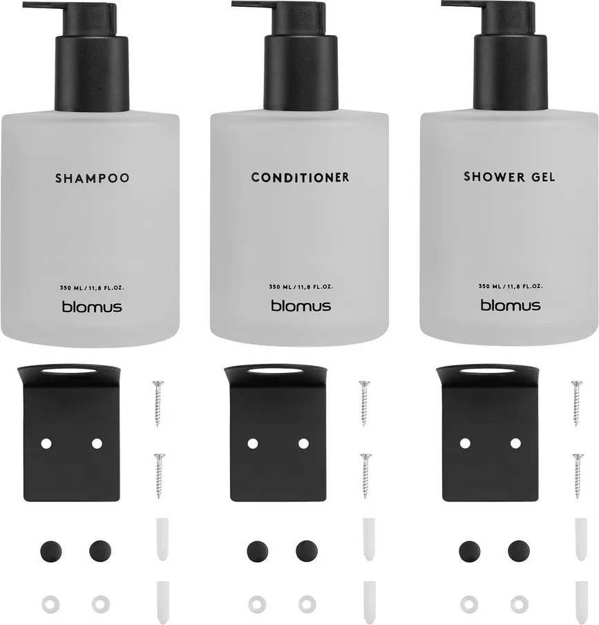 Бели стенни стъклени диспенсери за сапун 3 бр. 350 ml Kirei – Blomus