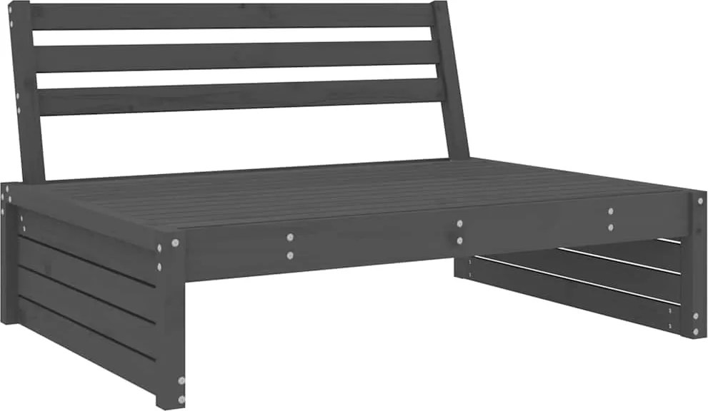 825746 vidaXL Градински среден диван, сив, 120x80 см, борово дърво масив