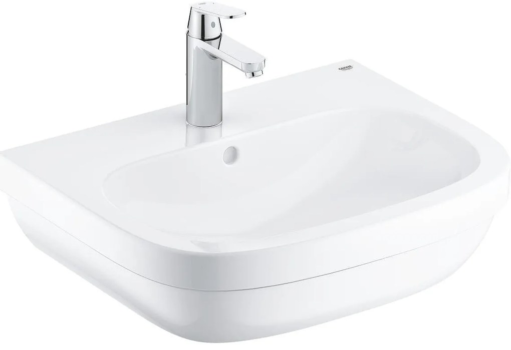 Мивка за баня 60, Euro Ceramic + смесител Eurosmart Cosmopolitan, 39642000, Grohe, снежно бяла