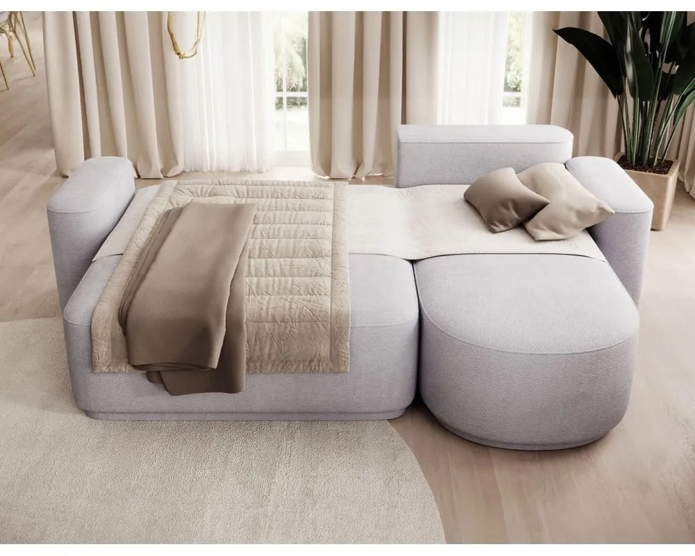 Светлосив шенилов сгъваем/с място за съхранение ъглов диван (десен ъгъл) Aurumm – ELTAP