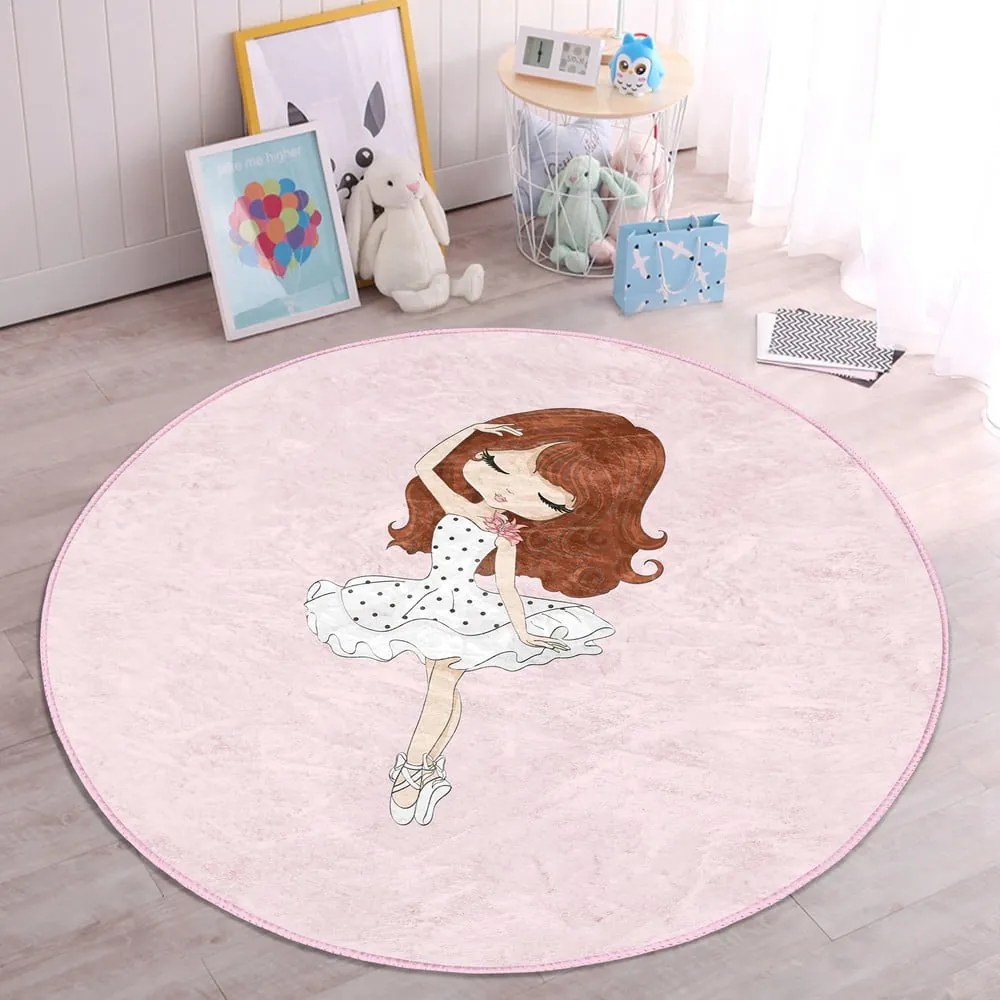 Розов детски килим ø 80 cm Comfort - Mila Home