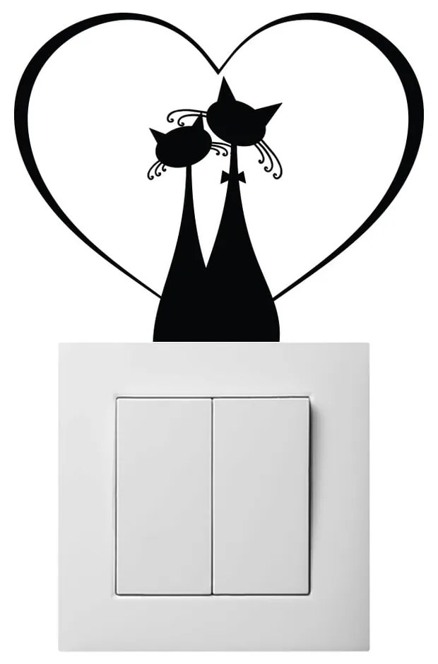 Черен стикер за превключвател Cat Couple - Ambiance