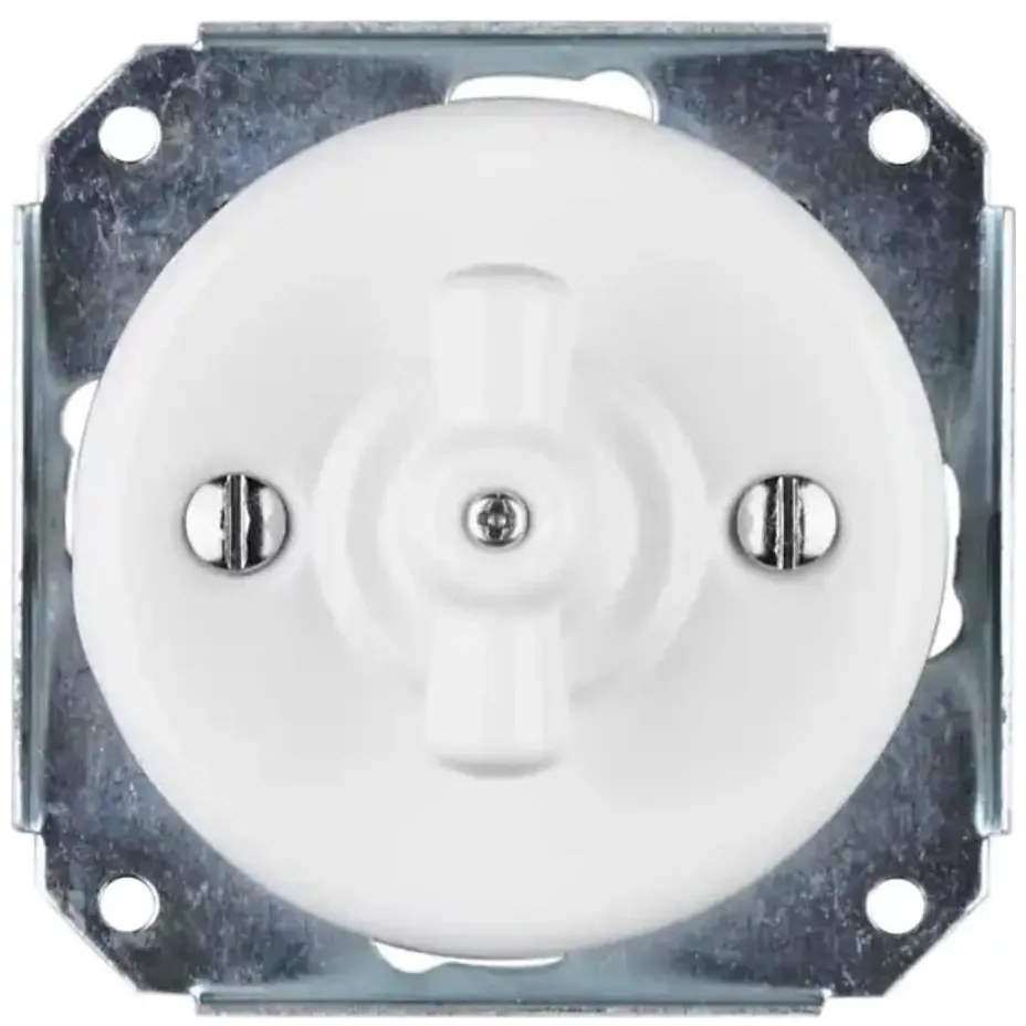 Bohemia-Design - Порцеланов ретро ротационен превключвател без рамка № 1 бял