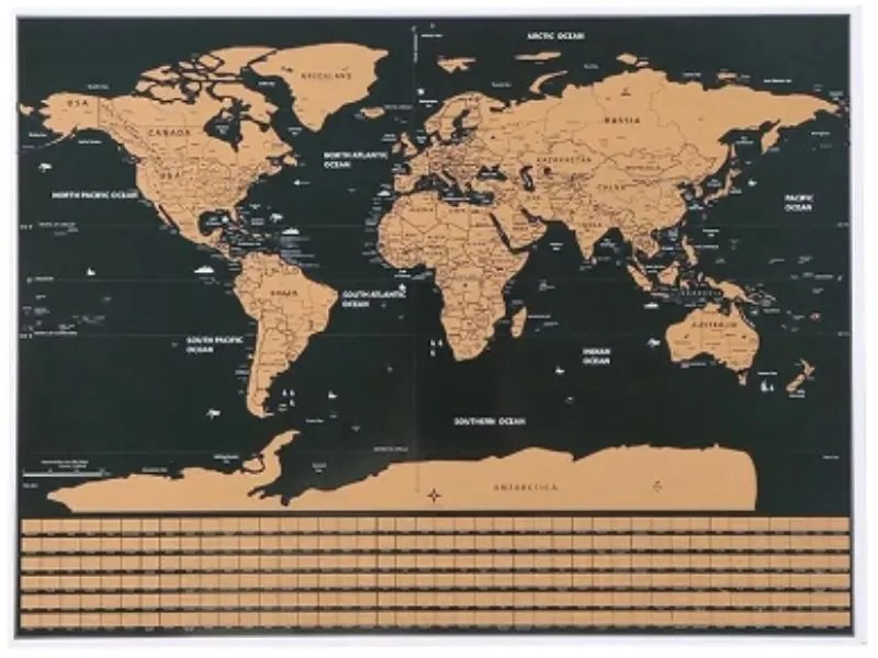 Скреч карта на света със знамена 30х42 см