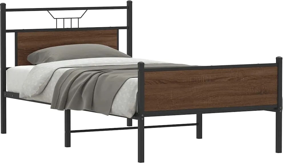 4107029 vidaXL Рамка за легло без матрак кафяв дъб 100x200 см инженерно дърво