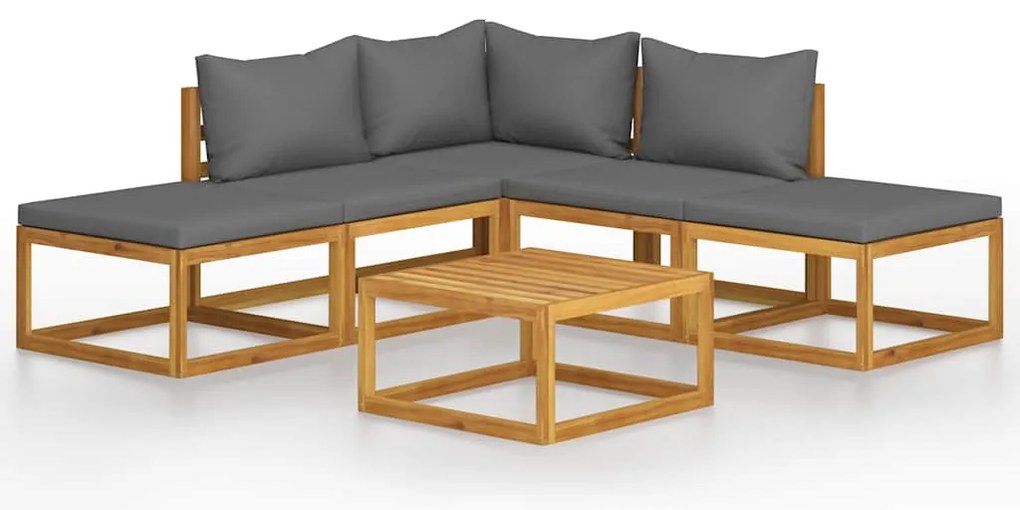 45913 vidaXL Градински комплект с възглавници, 6 части, акация масив