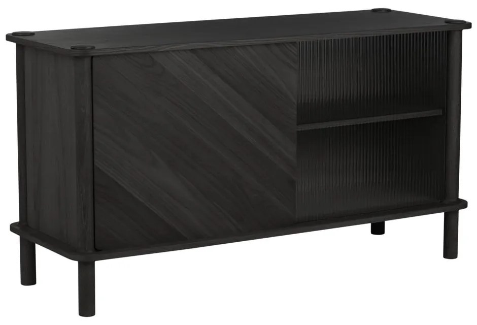 Черна витрина от масивен дъб с плъзгащи се врати 135x73,5x48 cm Italic – UMAGE