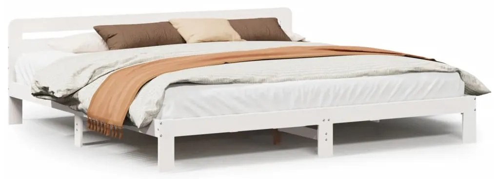 855562 vidaXL Рамка за легло без матрак, бял, 200x200 см, бор масив