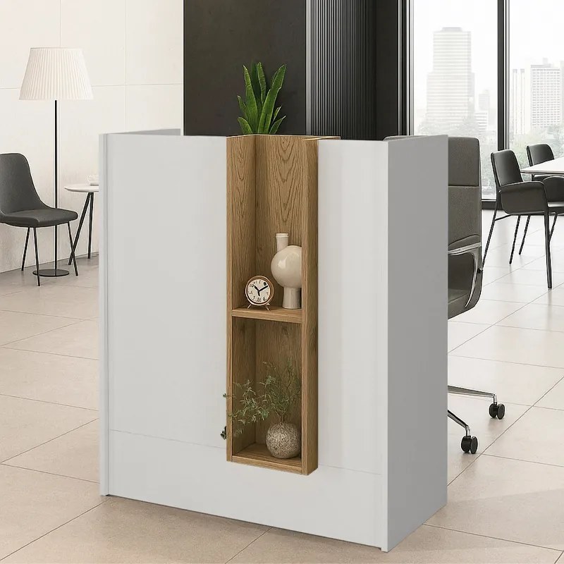 Bonveno TopMebel меламиново бюро за рецепция в бял - сепет дъб цвят 90x43.2x110cm.