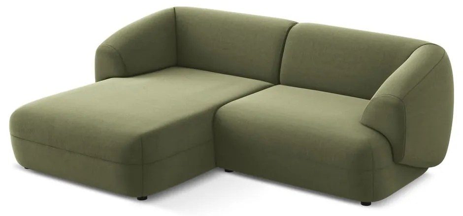 Зелен кадифен ъглов диван (ляв ъгъл) Moana – Makamii