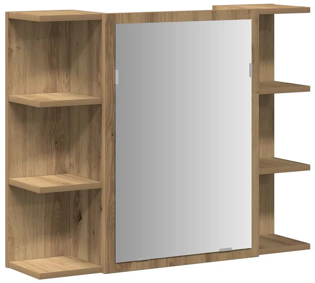 856037 vidaXL Шкаф с огледало за баня Artisan дъб инженерно дърво