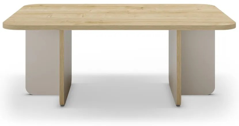 Кремава/естествена масичка за кафе с дъбов плот 56x100 cm Hillary – Marckeric