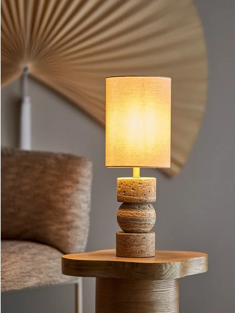 Каменна настолна лампа в естествен цвят с текстилен абажур (височина 53 cm) Marci – Bloomingville