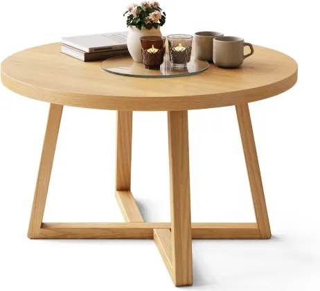 OASIS Естествен дъб – МОДЕРНА КРЪГЛА ДЪРВЕНА ХОЛНА МАСА Ø70 cm