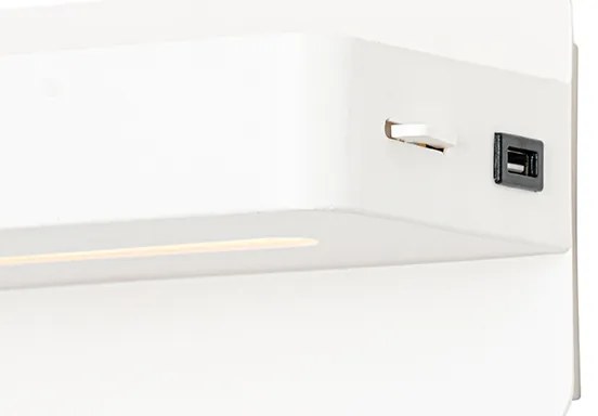 Модерна стенна лампа бяла с LED с USB и превключвател - Ted