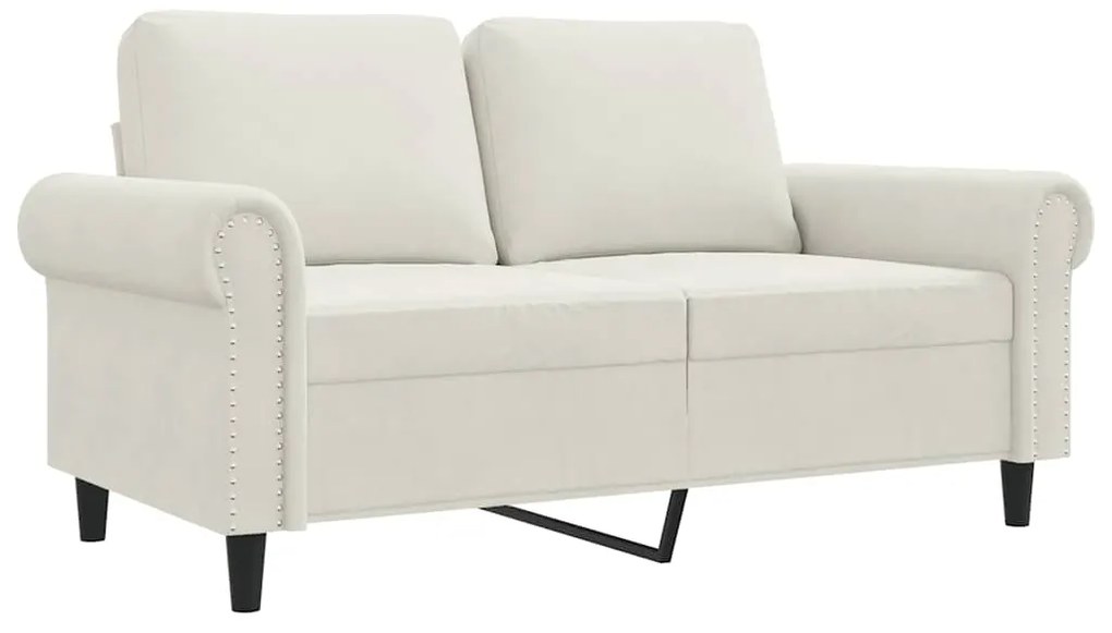 359527 vidaXL 2-местен диван, кремав, 120 см, кадифе