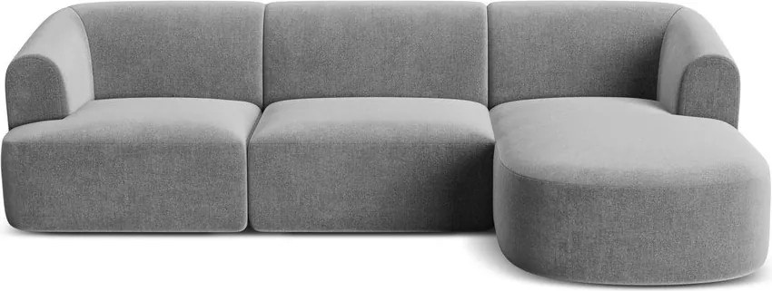 Светлосив кадифен ъглов диван (десен ъгъл) Campi – Cosmopolitan Design