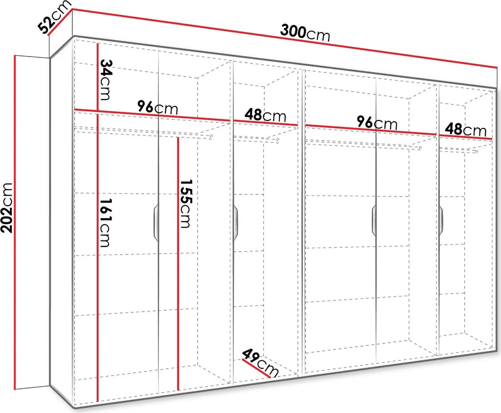 Гардероб Малага шесткрилен-Черен