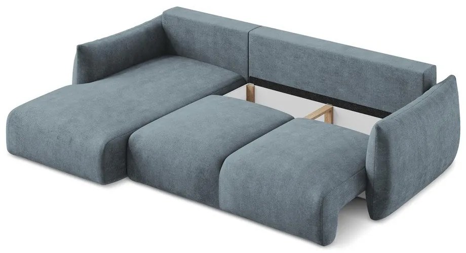 Син шенилов сгъваем ъглов диван (ляв ъгъл) Leila – Makamii