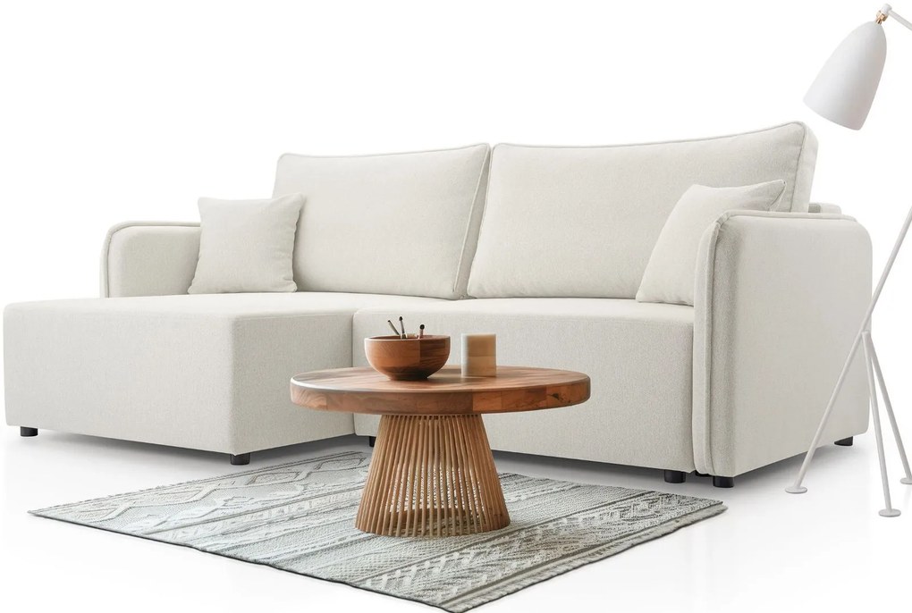 Ъглов диван Melody-Бяло-Ляв