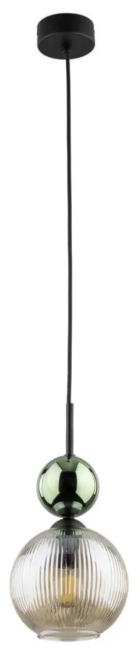 Полилей на кабел SOPHIA 1xE14/10W/230V черно/зелено/опушено бежово