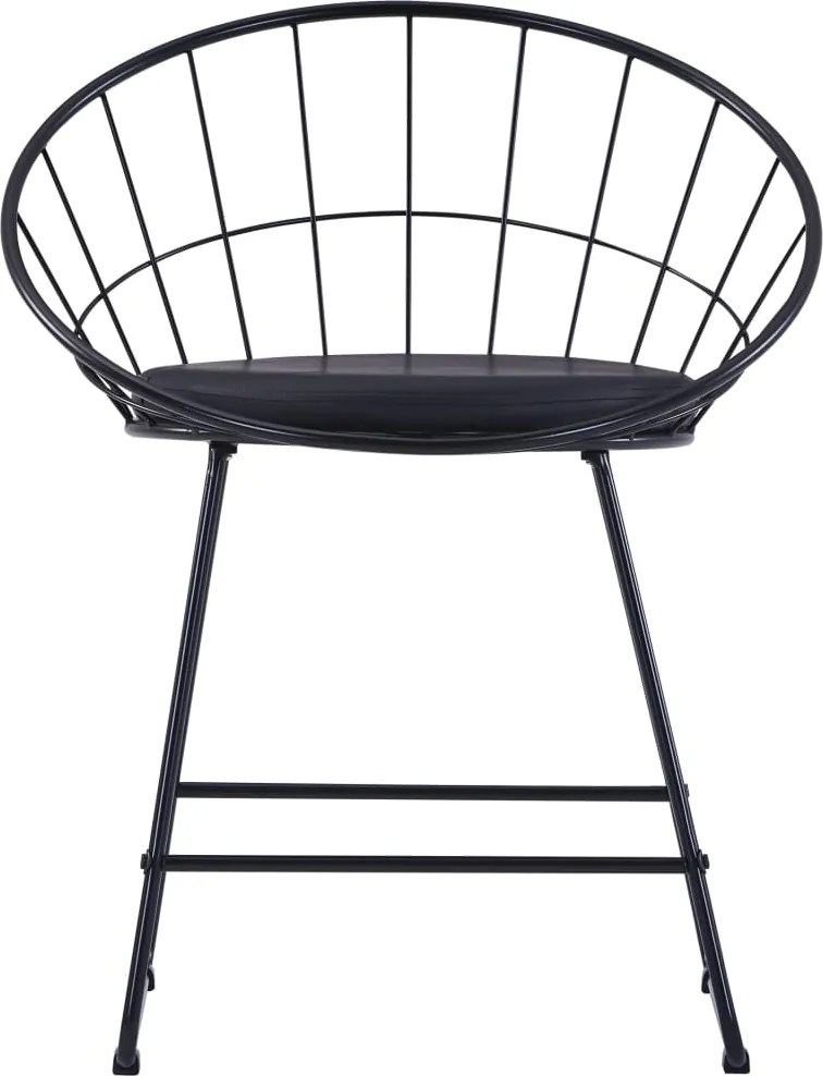 276236 vidaXL Трапезни столове, седалки изкуствена кожа, 6 бр, черни, стомана