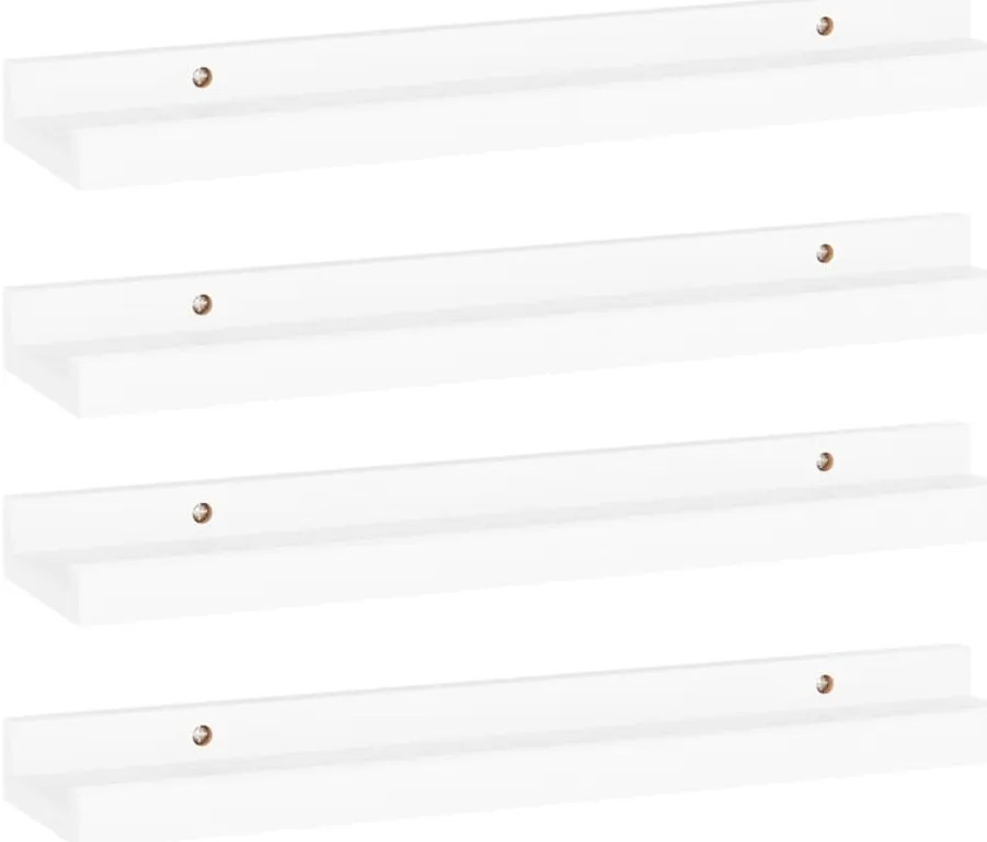 326660 vidaXL Стенни рафтове, 4 бр, бели, 40x9x3 см
