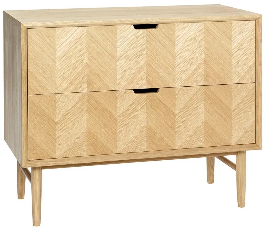 Дъбов скрин с чекмеджета Рибена кост - Hübsch