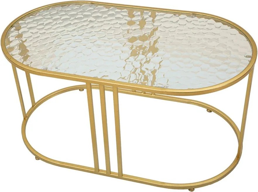 Бяла/златистa масичка за кафе със стъклен плот 50x90 cm Antalia – Mauro Ferretti