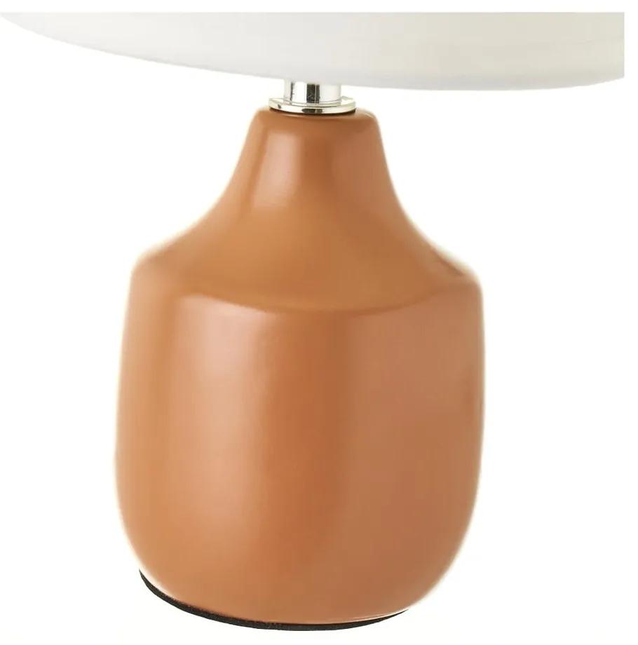 Бяло-кафява керамична настолна лампа с текстилен абажур (височина 24 cm) - Casa Selección