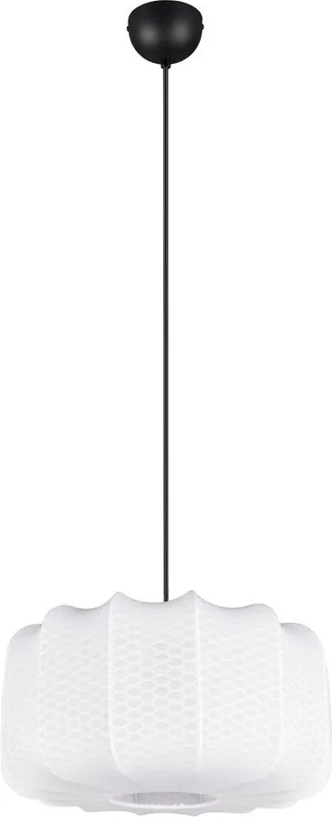 Бяло метално висящо осветително тяло с текстилен абажур ø 40 cm Madleine – Reality