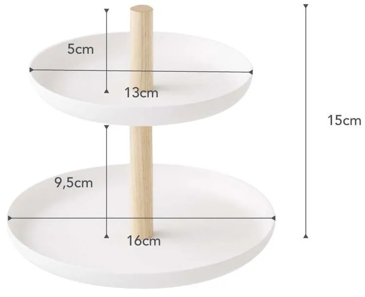 Бяла стойка с 2 купи за съхранение и детайли от букова дървесина Tosca - YAMAZAKI