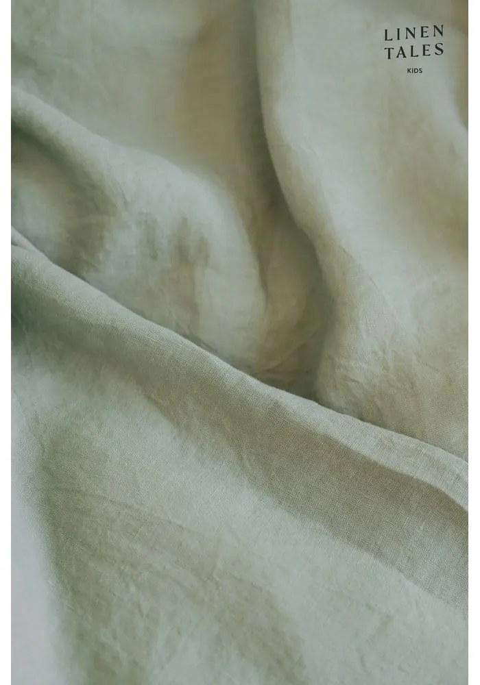 Детски зелен ленен чаршаф Nature, 60 x 120 cm - Linen Tales