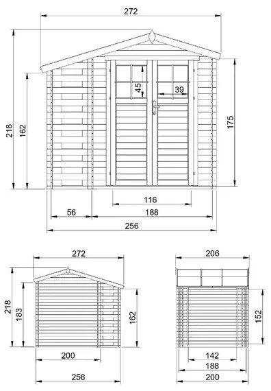 Барака с навес - 256 x 200 см – 5 м2