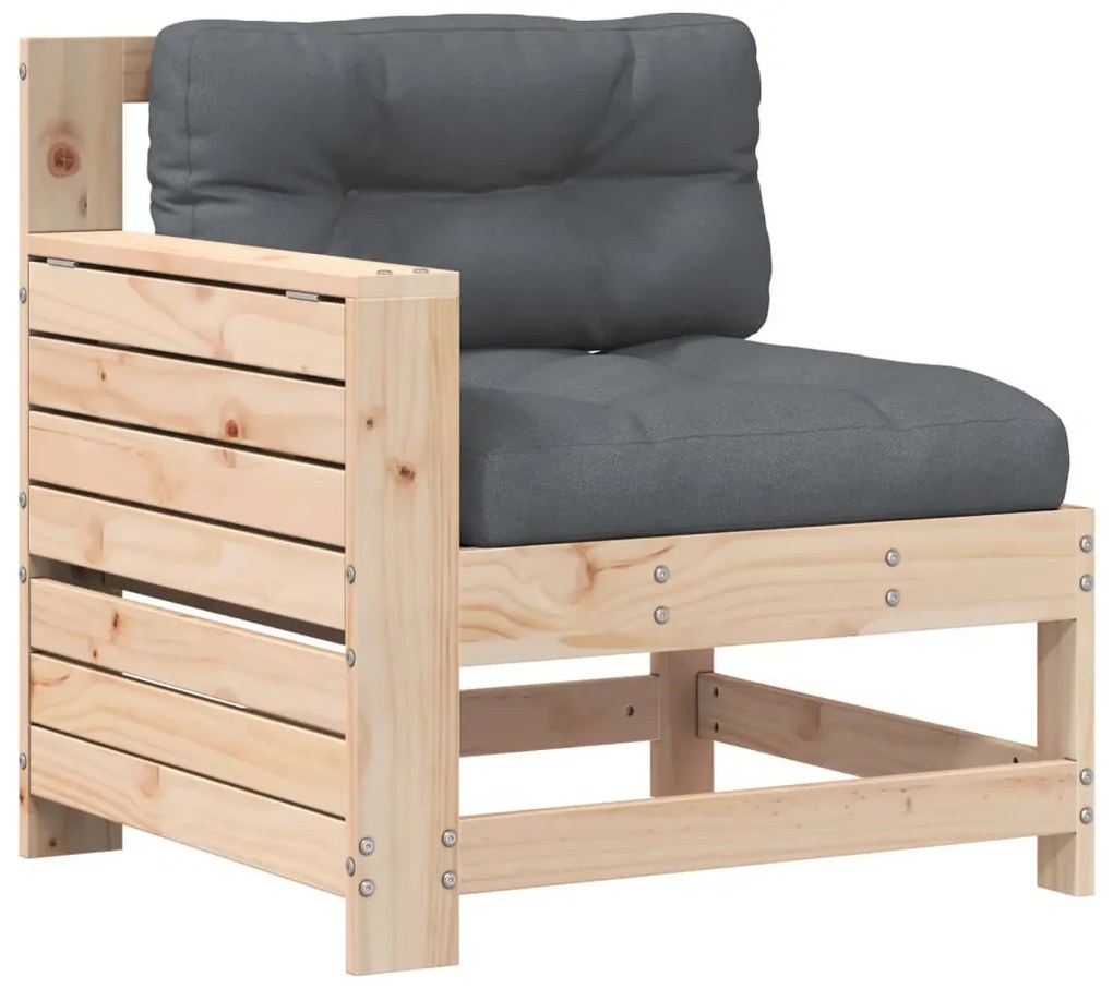 844914 vidaXL Градинско кресло с подлакътник с възглавница борово дърво масив