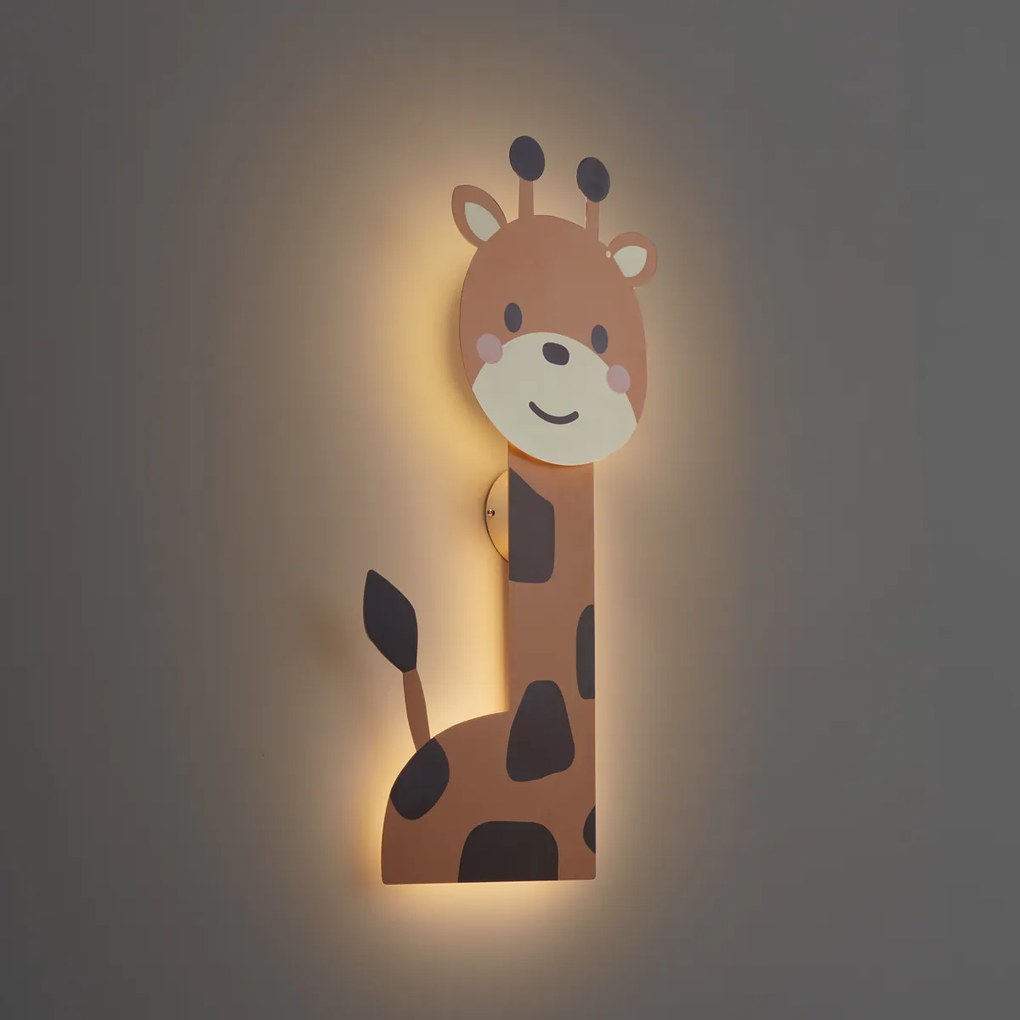Детска стенна лампа кафява с LED 3-степенно димиране - Gigi the Giraffe