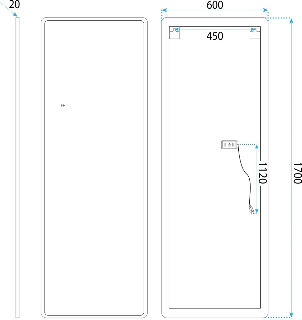 Огледало LED Classico 60x170cm Black