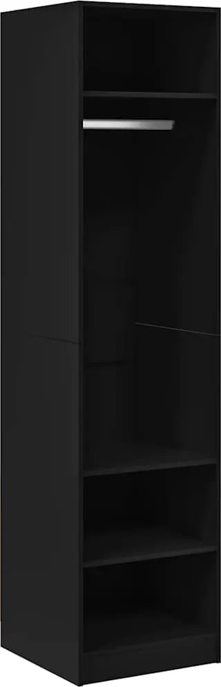 800235 vidaXL Гардероб, черен, 50x50x200 см, инженерно дърво