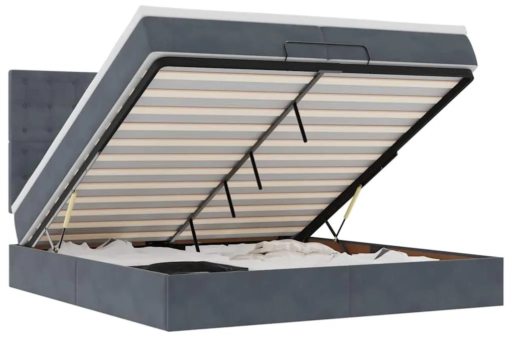 3313638 vidaXL Османска легло с матраци, тъмносиво, 200x200 см, кадифе