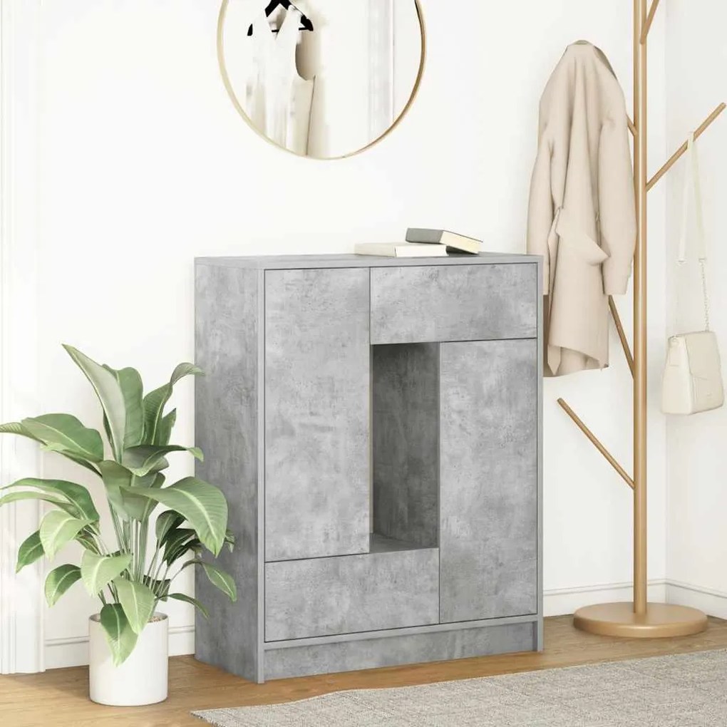 Sonata H Бюфет с чекмеджета и вратички, бетонно сив, 73x31x90 см