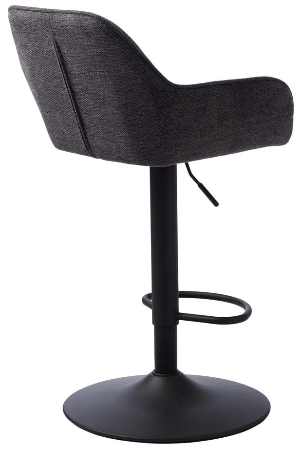 Тъмносив тапициран бар стол с регулируема височина/с подлакътници (височина на седалката 65 cm) Nolan – Unique Furniture