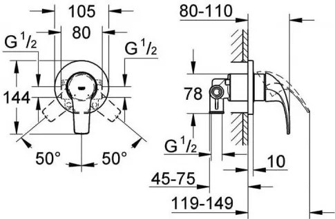 Комплект смесител за душ Grohe Bauclassic