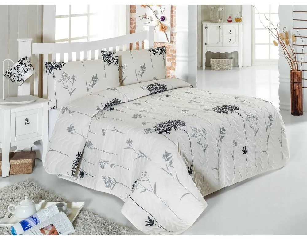 Комплект от сиво ватирано шалте за двойно легло и 2 калъфки за възглавници Efil - Mijolnir