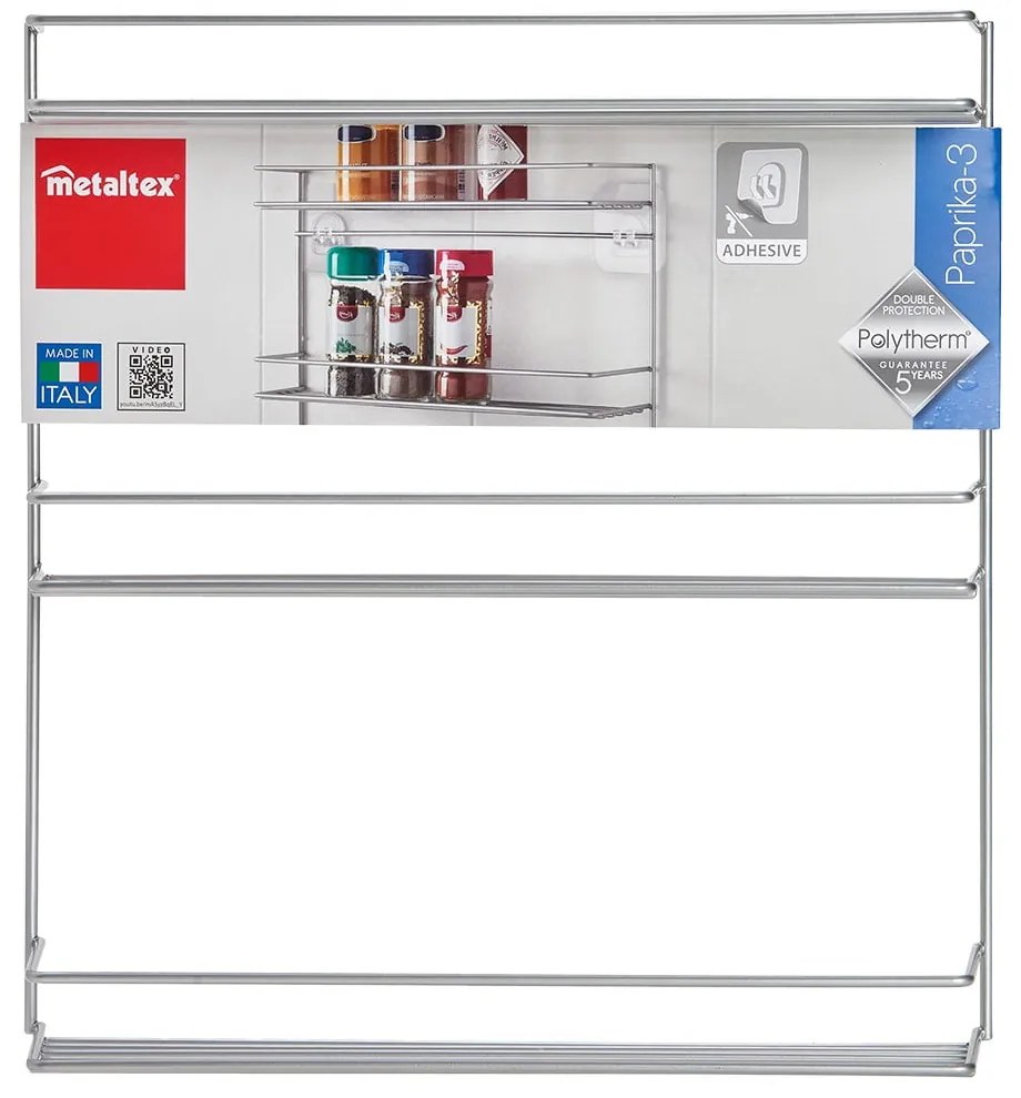 Триетажен рафт за подправки, монтиран на стената - Metaltex