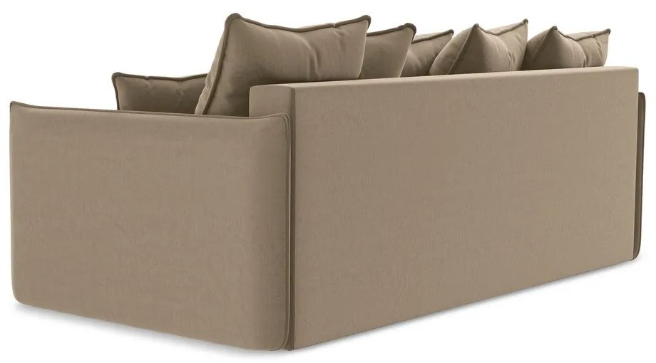 Светлокафяв кадифен разтегателен диван с място за съхранение 225 cm Hula – Makamii