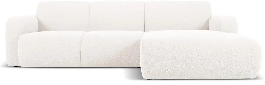 Бял ъглов диван от плат букле (десен ъгъл) Molino - Micadoni Home