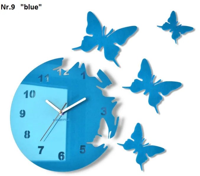 Самозалепващ се стенен часовник с мотив на пеперуда Злато