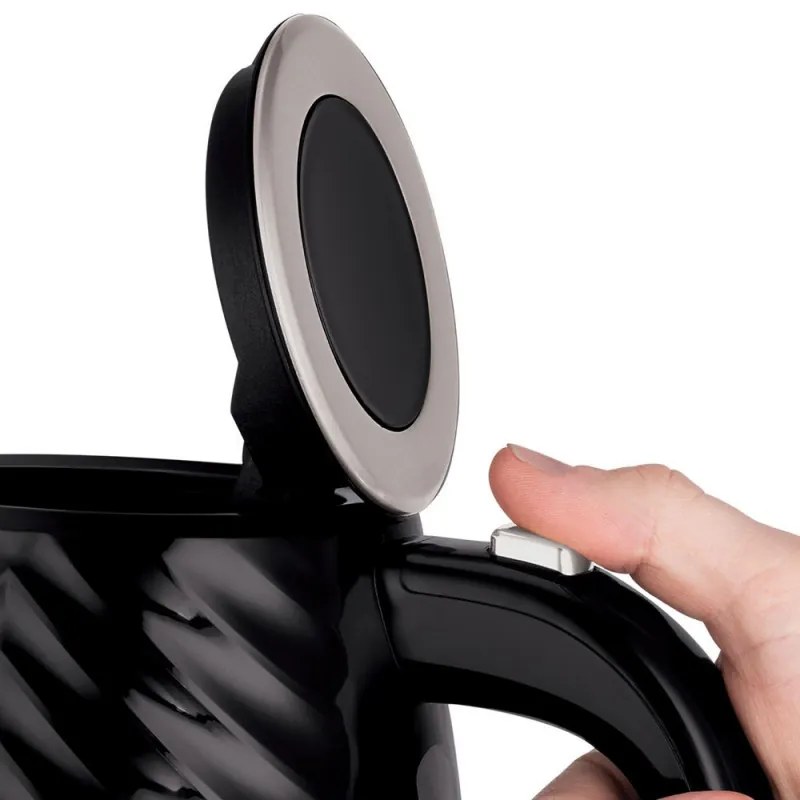 Разопакован: Електрическа кана Russell Hobbs 26380-70, 2400 W, 1.7 л, Бързо завиране, 3D Дизайн, Чучур без подливане, Черен