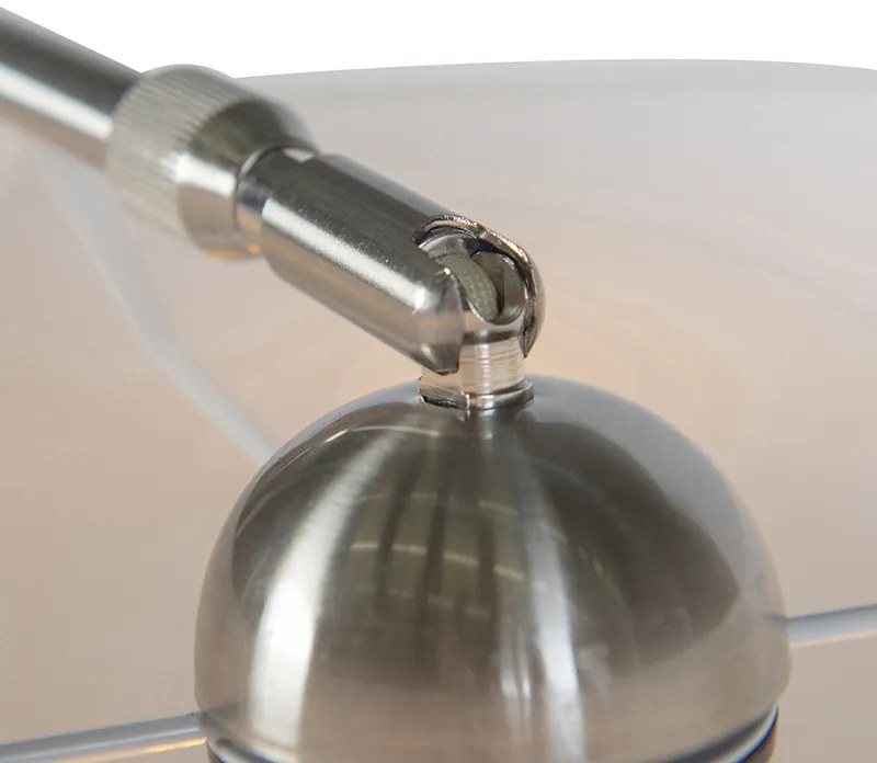 Модерна стенна арка лампа стомана с бял абажур 50/50/25 регулируема