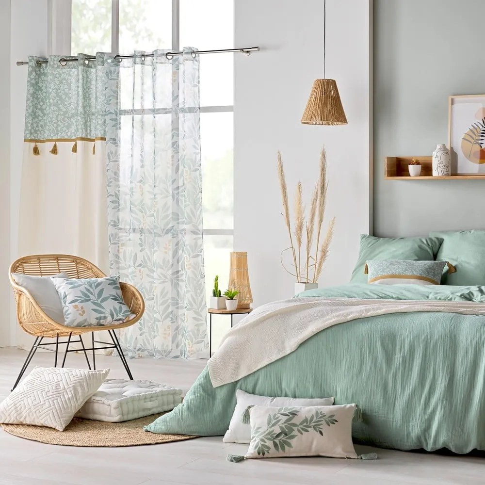 Светлозелено двойно удължено муселиново спално бельо 240x220 cm Angelia – douceur d'intérieur